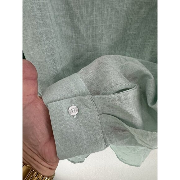 Mens Henley Shirt Size XXL Green Long Sleeve 100% Cotton Light Beachy Comfort - Picture 6 of 8